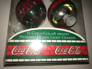 6 Coca Cola Stained Glass Light Covers Christmas Tree 1997 Ornament 2