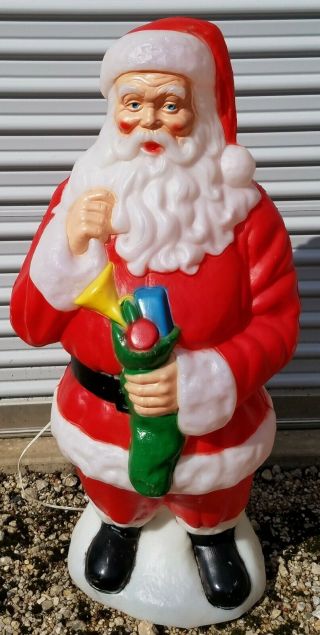 Vintage Santa Claus Lighted Blow Mold Christmas Lawn Ornament 42 "