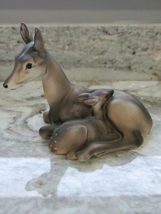 Enesco Lovely Doe And Fawn Deer Ceramic Or Porcelain Figurine