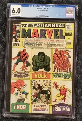 Marvel Tales 1 Cgc 6.  0 Ow/w 1964 Origin Spider - Man Thor Iron Man Hulk Giant Man