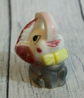 Elephant Figurine 3 " Vintage 1986 Handmade Hand Painted Collectibles Trunk Up