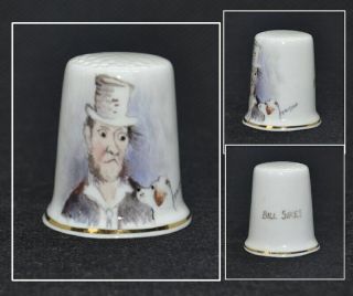 Dunheved Hand Painted Thimble Signed D.  Wilson - Bill Sikes