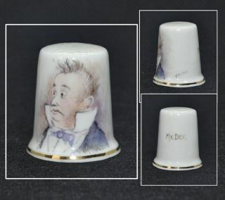 Dunheved Hand Painted Thimble Signed D.  Wilson - Mr.  Dick
