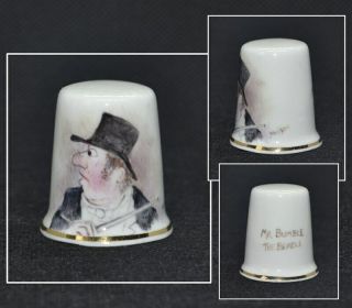 Dunheved Hand Painted Thimble Signed D.  Wilson - Mr.  Bumble