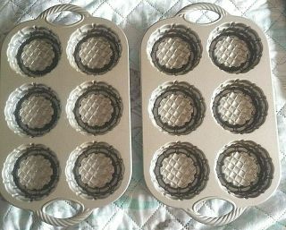 Set Of 2 Nordic Ware Shortcake Baskets Cake Pan Heavy Cast Aluminum