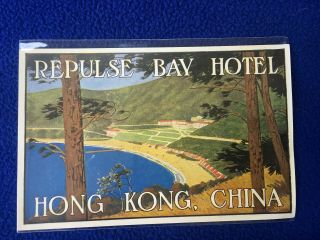 Vintage Travel Luggage Label Decal Repulse Bay Hotel Hong Kong China