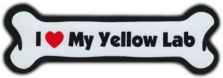 Dog Bone Magnet: I Love My Lab (yellow) | For Cars,  Refrigerators,  More