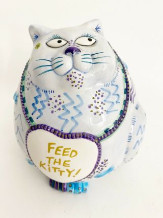 Fitz And Floyd Essentials Cash Critters Fat Cat Bank Feed The Kitty 6” Tall
