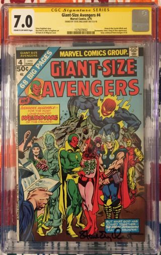 Giant - Size Avengers 4 (vision & Scarlet Witch Wed) Steve Englehart Sig (cgc 7.  0)