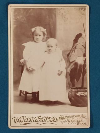 Vintage Cabinet Photo Of Two Little Girls The Elite Studio Spokane Washington