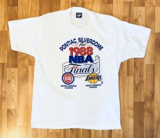Rare Vintage 1988 Detroit Pistons Los Angeles Lakers Nba Finals T - Shirt Sz.  Xl
