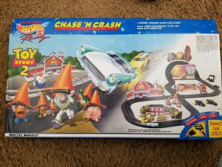 Disney Pixar Toy Story 2 Chase ‘n Crash Mattel Hot Wheels Tyco Slot Car Race Set