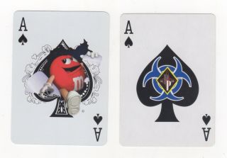 2 Single Swap Playing Cards Of Ace Of Spades.  M & Ms & Professional Player