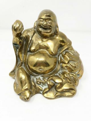 Vintage Brass Buddha Statue Happy Figurine