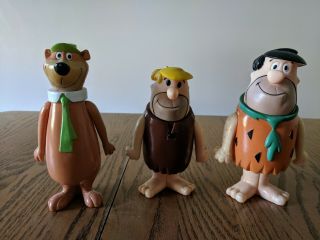 1980 Hanna - Barber Production Plastic Figures Yogi Bear,  Fred Flintstone,  Barney