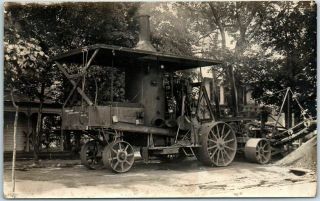 1910s Rppc Real Photo Postcard Little Boy On Steam Tractor Shullo Bros Pittsburg