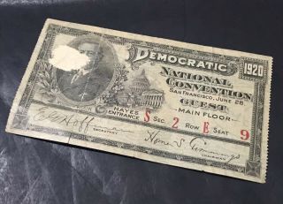 Estate 1920 Dnc Democratic National Convention Ticket San Francisco Fdr