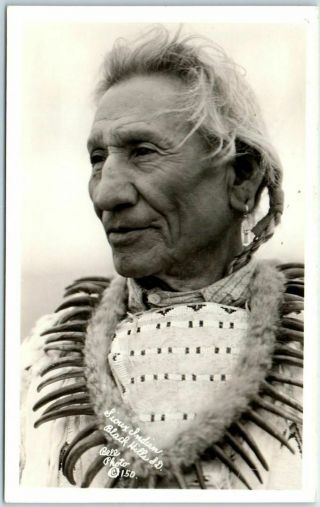 1930s Native Americana Rppc Postcard Sioux Indian,  Black Hills Sd Bell Photo 150