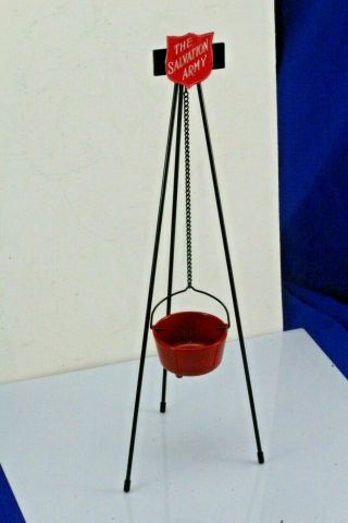 Miniature Salvation Army Donation Bucket Stand.  13 " Tall.