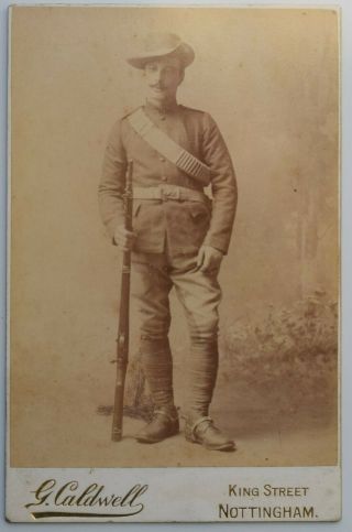 Photo Photos Cabinet Card Military Soldier Boer War Rifle Caldwell Nottingham