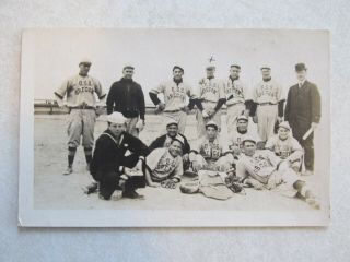 I16 Vintage Postcard Rppc Baseball Team Navy Uss Oregon Early Major Leaguers?