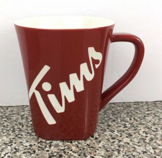 Tim Hortons 2013 Limited Edition Red White Etched Coffee Mug Tea Tim 