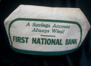 Old Advertising Felt Hat Cap First National Bank Central City Salesman Sample