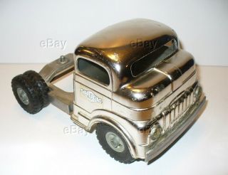 Vintage Structo Semi Tractor Trailer Truck Cab Over Silver Toy Stock Diecast Toy