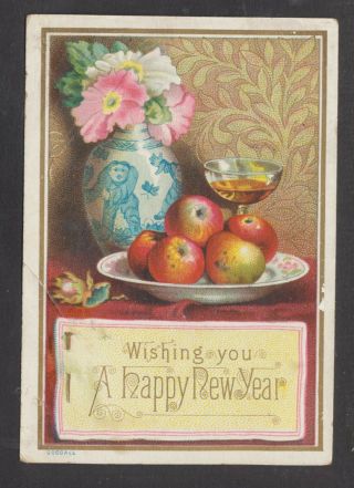 C8807 Victorian Goodall Year Card: Apples & Vase