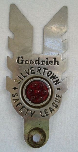 Vintage Goodrich Silvertown Safety League Tires License Plate Topper