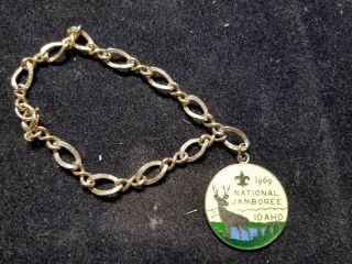 Vintage Boy Scouts Of America 1969 National Jamboree Idaho 7 " Bracelet W/ Emblem