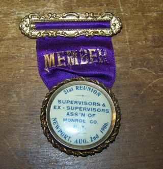 1906 Monroe County Rochester Ny Supervisors Reunion Medal Ribbon Newport House