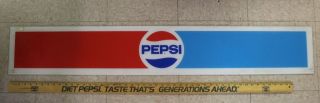 Vintage Advertising Pepsi Cola Cooler Display Sign 8.  5 X 52.  5 " Man Cave