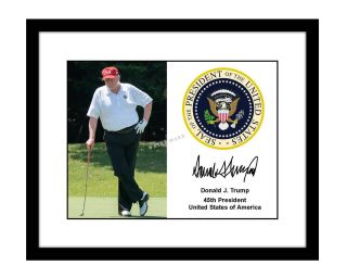 Donald Trump 8x10 Signed Photo Golf Presidential Seal Autographed President Pga