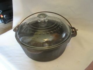 Wagner Ware 5 Qt Cast Iron Dutch Oven Cook Pot W Bail And Glass Lid Made In Usa