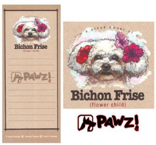 Bichon Frise Funny Friends Magnetic Notepad List Pad