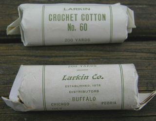 Vintage Larkin Co.  Buffalo,  Ny 2 Packages Crochet Cotton 200 Yds Unusual
