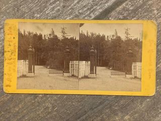 Canada Stereoview St John Brunswick Cemetery Gate View By Mcclure C1870