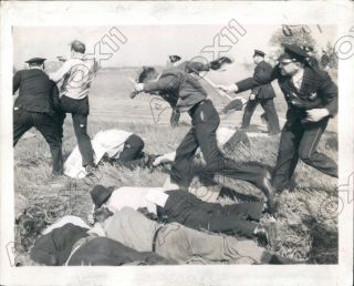 1938 Police Beat Steel Strike Workers With Batons & Clubs Press Photo