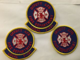 Set Of 3 Us Air Force Offutt Afb Fire Department Patches Nebraska