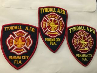 Set Of 3 Us Air Force Tyndall Afb Fire Department Patches Florida