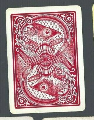 Swap Playing Cards 1 Vint Wide U.  S Rev Big Fish Head & Shells Awesome Us48