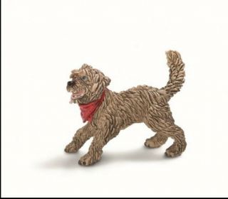 Terrier Wheaten Mixed Breed Dog Figurine Brown Tan Red Bandana Schleich Toy