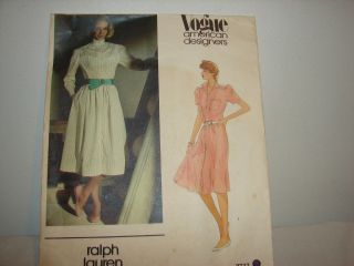 Vintage Vogue American Designer Ralph Lauren Dress Pattern 2717 Cut Size 12