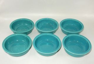 Set Of 6 Vintage Fiesta ® Dinnerware 4 - 3/4 " Turquoise Berry Bowls Homer Laughlin