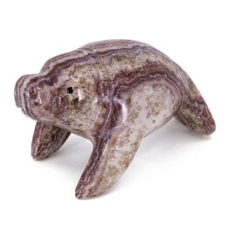 Unique Hand Carved Red Marble Stone Manatee Figurine Carving 2.  25 " Long