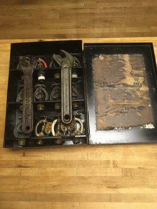 Grinnell Antique Vintage Fire Sprinkler Heads Supply Box,  12 Heads & Wrench