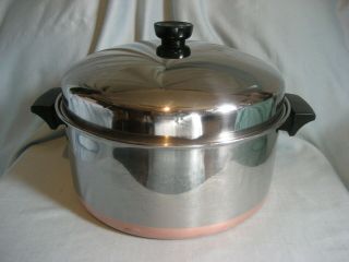 Revere Ware 6qt Stock Pot Dutch Oven Copper Clad Stainless Dome Lid Rome,  Ny 