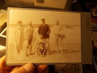 Vict Cabinet Photo,  Men & Women On Beach In Bathing Suits,  Nordseebad,  Germany