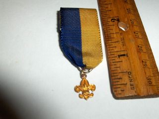 Vintage Bsa Boy Scouts Of America 1/10 10k Gold Filled Medal Pin With Ribbon